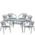 Σετ Τραπεζαρία Κήπου ArteLibre SUN Μέταλλο Γκρι Με 6 Πολυθρόνες 14990108 - Image 2