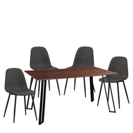 Βρες το Σετ Τραπεζαρία (4+1) ArteLibre SARTHA Καρυδί/Μαύρο/Γκρι Ύφασμα/Μέταλλο/Ξύλο 150x90x75cm σε μοναδική τιμή στο clickforshop.gr