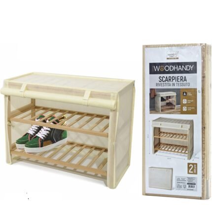 Βρες το Παπουτσοθήκη WOODHANDY Beige/Ύφασμα/Ξύλο 63x27.5x49cm 2Τμχ σε μοναδική τιμή στο clickforshop.gr