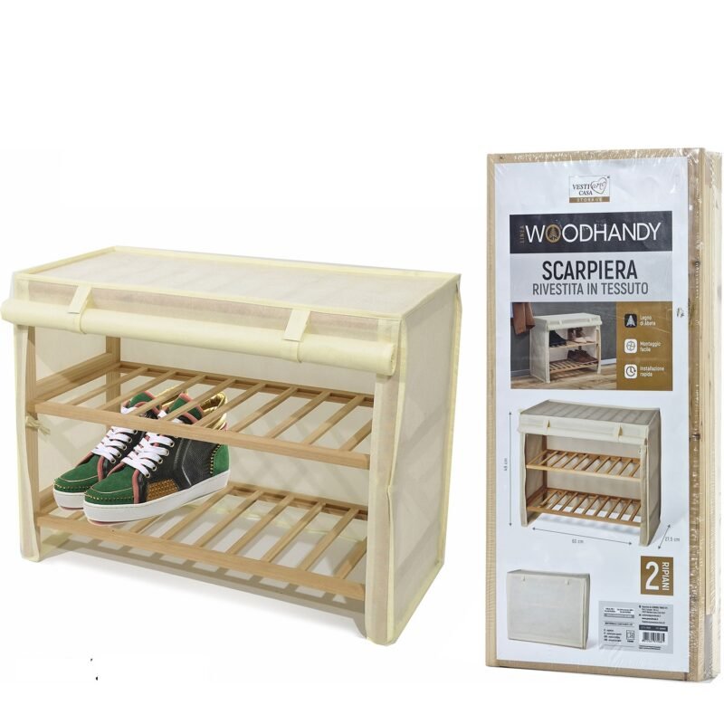 Βρες το Παπουτσοθήκη WOODHANDY Beige/Ύφασμα/Ξύλο 63x27.5x49cm 2Τμχ σε μοναδική τιμή στο clickforshop.gr