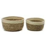 Βρες το Καλάθι Φυσικό/Κρεμ Ψάθινο 21x21x10cm/23x23x12cm Σετ 2Τμχ σε μοναδική τιμή στο clickforshop.gr