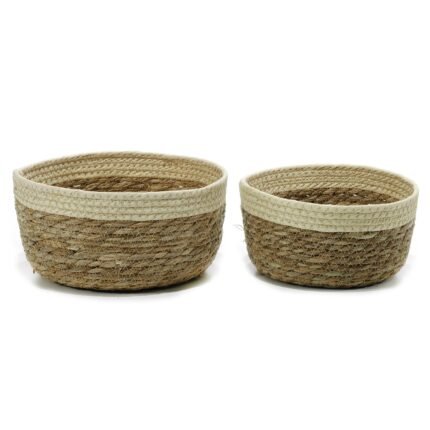 Βρες το Καλάθι Φυσικό/Κρεμ Ψάθινο 21x21x10cm/23x23x12cm Σετ 2Τμχ σε μοναδική τιμή στο clickforshop.gr