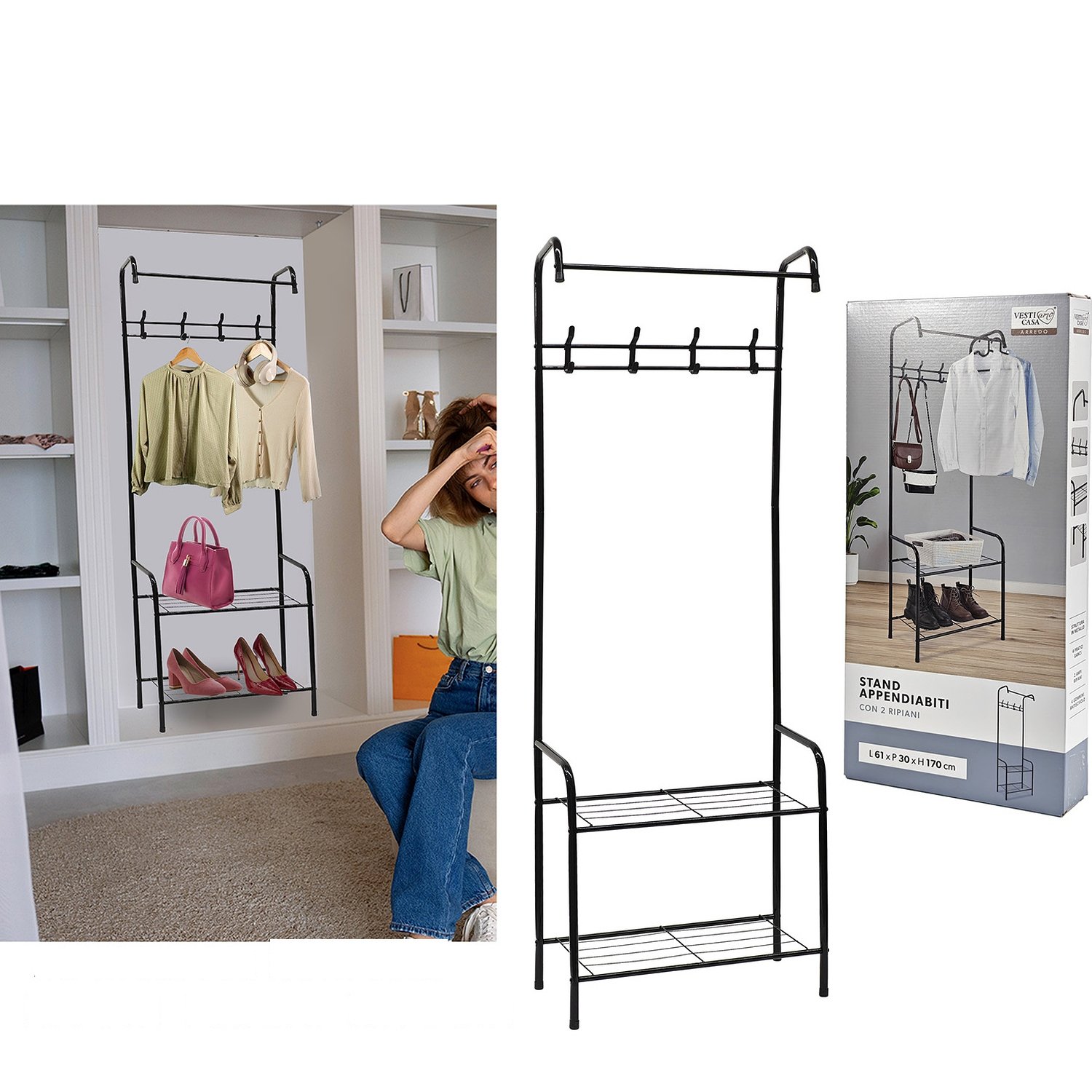 Κρεμάστρα Δαπέδου Μαύρο Μέταλλο 61x30x170cm Βρες το Κρεμάστρα Δαπέδου Μαύρο Μέταλλο 61x30x170cm σε μοναδική τιμή στο clickforshop.gr