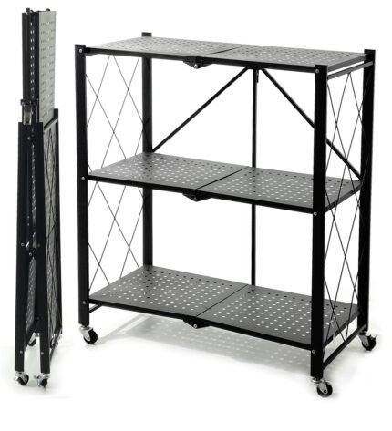 Βρες το Ραφιέρα 3 Ράφια Πτυσσόμενη Τροχήλατη Μαύρο Μέταλλο 71x34x87cm σε μοναδική τιμή στο clickforshop.gr