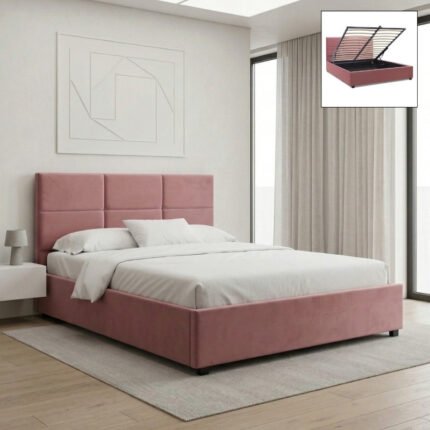 Βρες το Κρεβάτι Kingston Megapap βελούδινο με αποθηκευτικό χώρο χρώμα σάπιο μήλο 160x200εκ. σε μοναδική τιμή στο clickforshop.gr