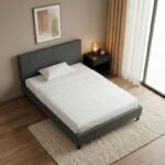 Κρεβάτι Flat Megapap υφασμάτινο χρώμα ανθρακί 120x200εκ. - Image 2