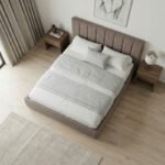 Κρεβάτι Renata Megapap υφασμάτινο με αποθηκευτικό χώρο χρώμα μπεζ 150x200εκ. - Image 3