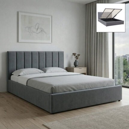 Βρες το Κρεβάτι Renata Megapap υφασμάτινο με αποθηκευτικό χώρο χρώμα γκρι 150x200εκ. σε μοναδική τιμή στο clickforshop.gr