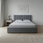 Κρεβάτι Renata Megapap υφασμάτινο με αποθηκευτικό χώρο χρώμα γκρι 150x200εκ. - Image 2