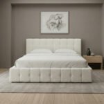 Κρεβάτι Norah Megapap μπουκλέ ύφασμα με αποθηκευτικό χώρο χρώμα ivory 160x200εκ. - Image 2