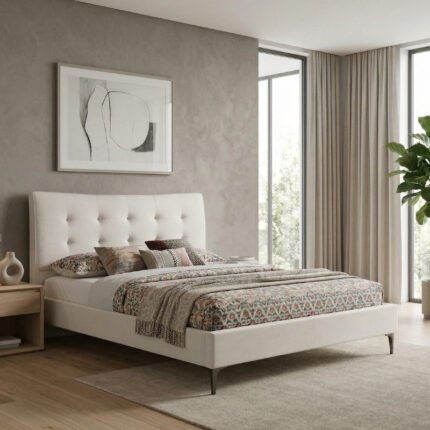 Βρες το Κρεβάτι Mirel Megapap υφασμάτινο χρώμα ανοιχτό μπεζ 160x200εκ. σε μοναδική τιμή στο clickforshop.gr