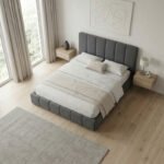 Κρεβάτι Nival Megapap υφασμάτινο με αποθηκευτικό χώρο χρώμα ανθρακί 160x200εκ. - Image 2