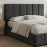 Κρεβάτι Nival Megapap υφασμάτινο με αποθηκευτικό χώρο χρώμα ανθρακί 160x200εκ. - Image 3