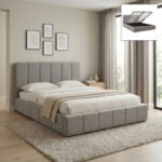 Βρες το Κρεβάτι Nival Megapap υφασμάτινο με αποθηκευτικό χώρο χρώμα μπεζ 160x200εκ. σε μοναδική τιμή στο clickforshop.gr