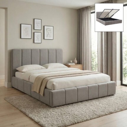 Βρες το Κρεβάτι Nival Megapap υφασμάτινο με αποθηκευτικό χώρο χρώμα μπεζ 160x200εκ. σε μοναδική τιμή στο clickforshop.gr