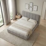 Κρεβάτι Nival Megapap υφασμάτινο με αποθηκευτικό χώρο χρώμα μπεζ 160x200εκ. - Image 2