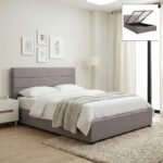 Βρες το Κρεβάτι Olmo Megapap βελούδινο με αποθηκευτικό χώρο χρώμα γκρι 160x200εκ. σε μοναδική τιμή στο clickforshop.gr