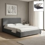 Βρες το Κρεβάτι Verona Megapap υφασμάτινο με αποθηκευτικό χώρο χρώμα ανθρακί 160x200εκ. σε μοναδική τιμή στο clickforshop.gr