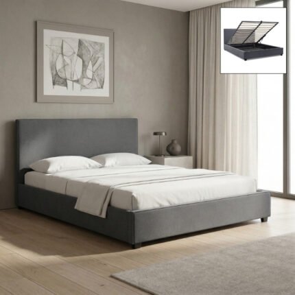 Βρες το Κρεβάτι Verona Megapap υφασμάτινο με αποθηκευτικό χώρο χρώμα ανθρακί 160x200εκ. σε μοναδική τιμή στο clickforshop.gr