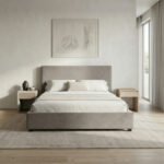 Κρεβάτι Verona Megapap υφασμάτινο με αποθηκευτικό χώρο χρώμα γκρι - μπεζ 160x200εκ. - Image 2