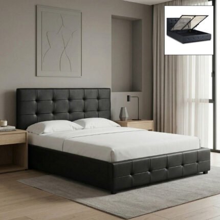 Βρες το Κρεβάτι Iro Megapap από τεχνόδερμα με αποθηκευτικό χώρο χρώμα μαύρο 150x200εκ. σε μοναδική τιμή στο clickforshop.gr