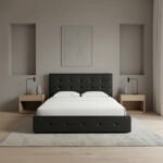 Κρεβάτι Iro Megapap από τεχνόδερμα με αποθηκευτικό χώρο χρώμα μαύρο 150x200εκ. - Image 2