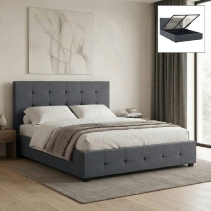 Βρες το Κρεβάτι Iro Megapap υφασμάτινο με αποθηκευτικό χώρο χρώμα ανθρακί 150x200εκ. σε μοναδική τιμή στο clickforshop.gr