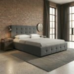 Κρεβάτι Iro Megapap υφασμάτινο με αποθηκευτικό χώρο χρώμα ανθρακί 150x200εκ. - Image 3