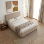 Κρεβάτι Ovelia Megapap υφασμάτινο χρώμα μπεζ 160x200εκ. - Image 2