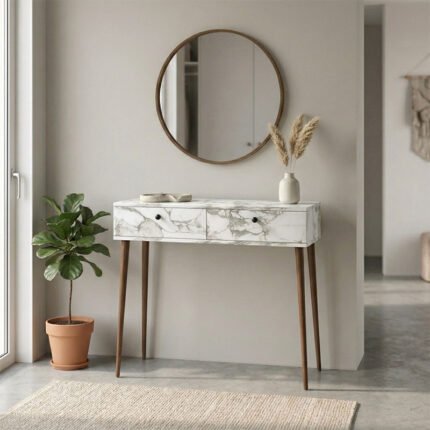 Βρες το Κονσόλα Alis Megapap χρώμα λευκό εφέ μαρμάρου 110x29x88εκ. σε μοναδική τιμή στο clickforshop.gr