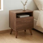 Βρες το Κομοδίνο Sole Megapap χρώμα καρυδί 40x30x47