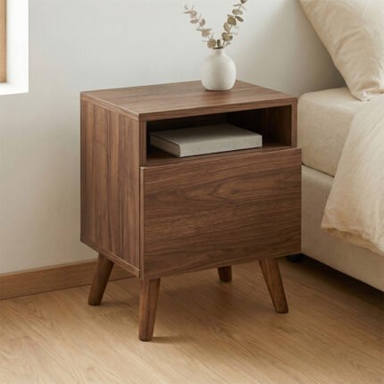 Βρες το Κομοδίνο Sole Megapap χρώμα καρυδί 40x30x47