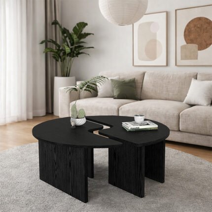 Βρες το Τραπεζάκι σαλονιού σετ 2 τμχ Dorena Megapap χρώμα sencron black Ø90x41