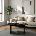 Τραπεζάκι σαλονιού σετ 2 τμχ Dorena Megapap χρώμα sencron black Ø90x41,7εκ. - Image 3