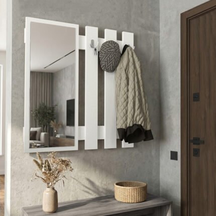 Βρες το Κρεμάστρα τοίχου με καθρέπτη Folin Megapap χρώμα λευκό 90x4x90εκ. σε μοναδική τιμή στο clickforshop.gr