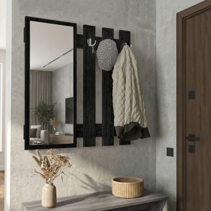 Βρες το Κρεμάστρα τοίχου με καθρέπτη Folin Megapap χρώμα sencron black 90x4x90εκ. σε μοναδική τιμή στο clickforshop.gr
