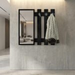 Κρεμάστρα τοίχου με καθρέπτη Folin Megapap χρώμα sencron black 90x4x90εκ. - Image 2