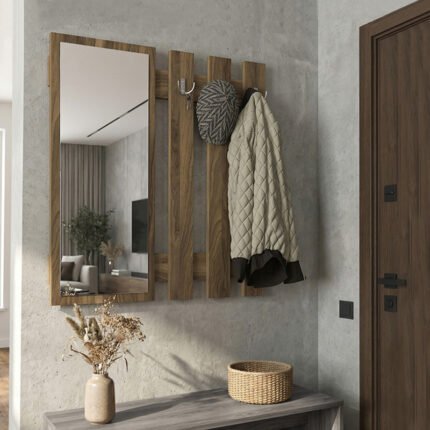 Βρες το Κρεμάστρα τοίχου με καθρέπτη Folin Megapap χρώμα καρυδί 90x4x90εκ. σε μοναδική τιμή στο clickforshop.gr
