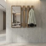 Κρεμάστρα τοίχου με καθρέπτη Folin Megapap χρώμα καρυδί 90x4x90εκ. - Image 2