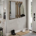 Κρεμάστρα τοίχου με καθρέπτη Folin Megapap χρώμα καρυδί 90x4x90εκ. - Image 3