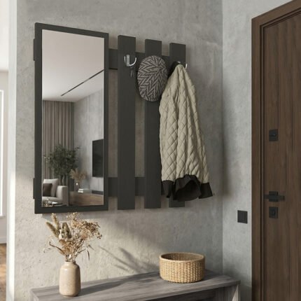 Βρες το Κρεμάστρα τοίχου με καθρέπτη Folin Megapap χρώμα ανθρακί 90x4x90εκ. σε μοναδική τιμή στο clickforshop.gr