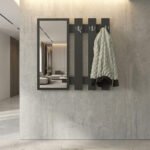 Κρεμάστρα τοίχου με καθρέπτη Folin Megapap χρώμα ανθρακί 90x4x90εκ. - Image 2