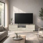 Έπιπλο τηλεόρασης Lumbera Megapap χρώμα travertine 160x29,5x42εκ. - Image 3