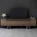 Έπιπλο τηλεόρασης Haven Megapap χρώμα καρυδί 180x30x50εκ. - Image 3