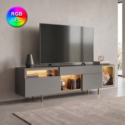 Βρες το Έπιπλο τηλεόρασης Norm Megapap με Led Rgb χρώμα ανθρακί - χρυσό 180x32x55εκ. σε μοναδική τιμή στο clickforshop.gr
