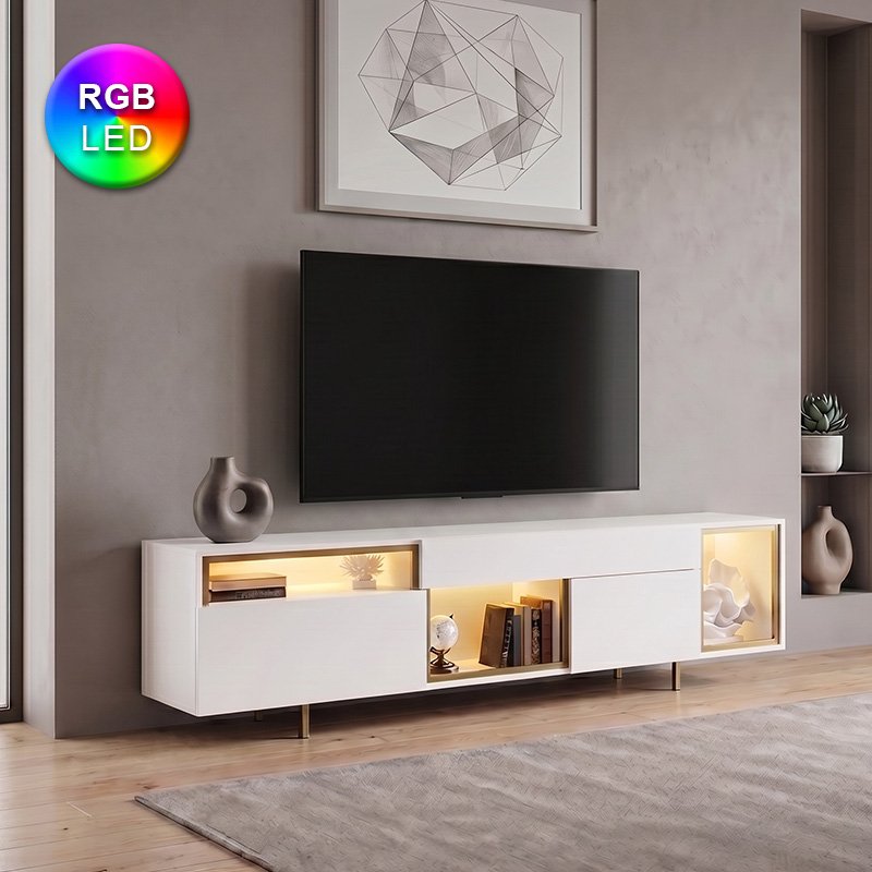 Έπιπλο τηλεόρασης Norm Megapap με Led Rgb χρώμα λευκό - χρυσό 180x32x55εκ. Βρες το Έπιπλο τηλεόρασης Norm Megapap με Led Rgb χρώμα λευκό - χρυσό 180x32x55εκ. σε μοναδική τιμή στο clickforshop.gr