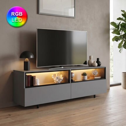 Βρες το Έπιπλο τηλεόρασης Eco Megapap με Led Rgb χρώμα ανθρακί 180x32x67εκ. σε μοναδική τιμή στο clickforshop.gr