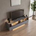 Έπιπλο τηλεόρασης Eco Megapap με Led Rgb χρώμα ανθρακί 180x32x67εκ. - Image 3