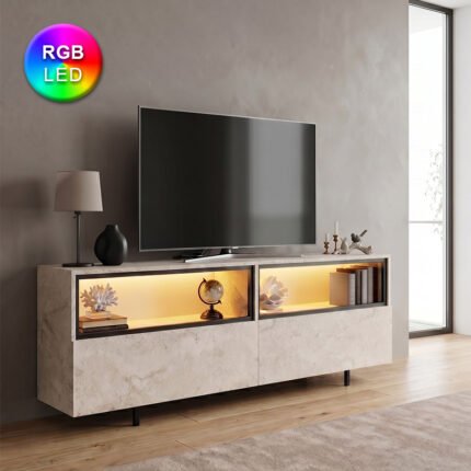 Βρες το Έπιπλο τηλεόρασης Eco Megapap με Led Rgb χρώμα travertine 180x32x67εκ. σε μοναδική τιμή στο clickforshop.gr
