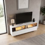 Έπιπλο τηλεόρασης Eco Megapap με Led Rgb χρώμα λευκό 180x32x67εκ. - Image 3